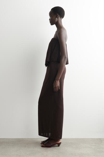 COS シアーニット レイヤードバンドゥマキシドレス