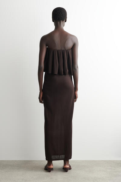 COS シアーニット レイヤードバンドゥマキシドレス