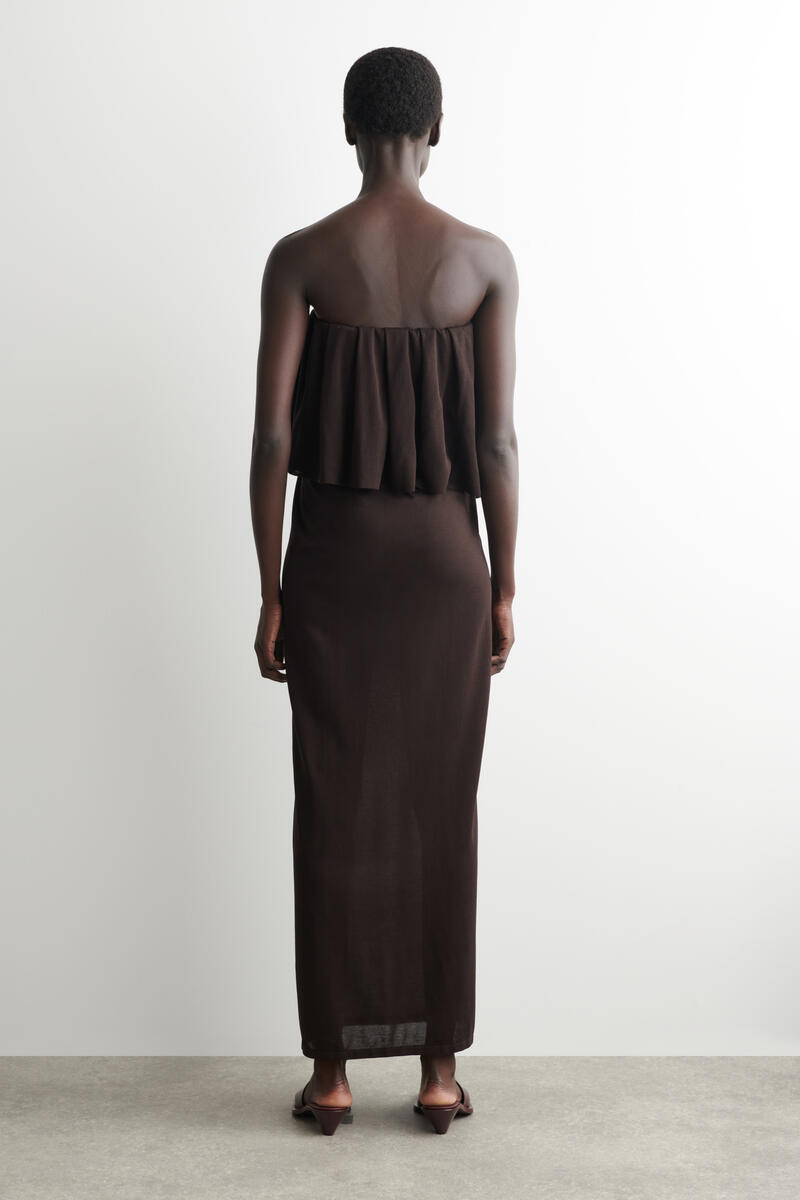 COS シアーニット レイヤードバンドゥマキシドレス