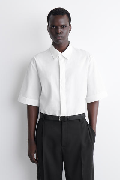 COS テーラード 半袖コットンシャツ