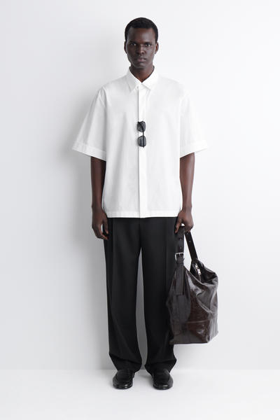 COS テーラード 半袖コットンシャツ