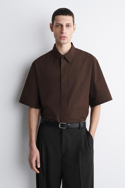 COS テーラード 半袖コットンシャツ