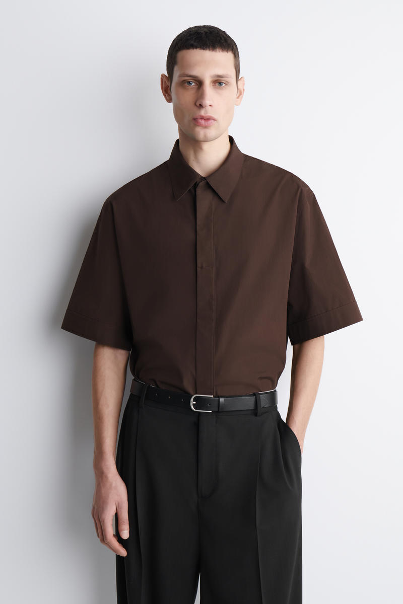 COS テーラード 半袖コットンシャツ