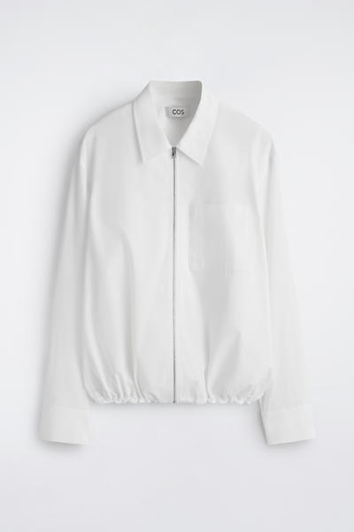 COS コットンポプリン ジップアップシャツ