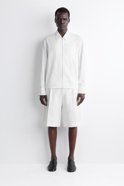 COS コットンポプリン ジップアップシャツ