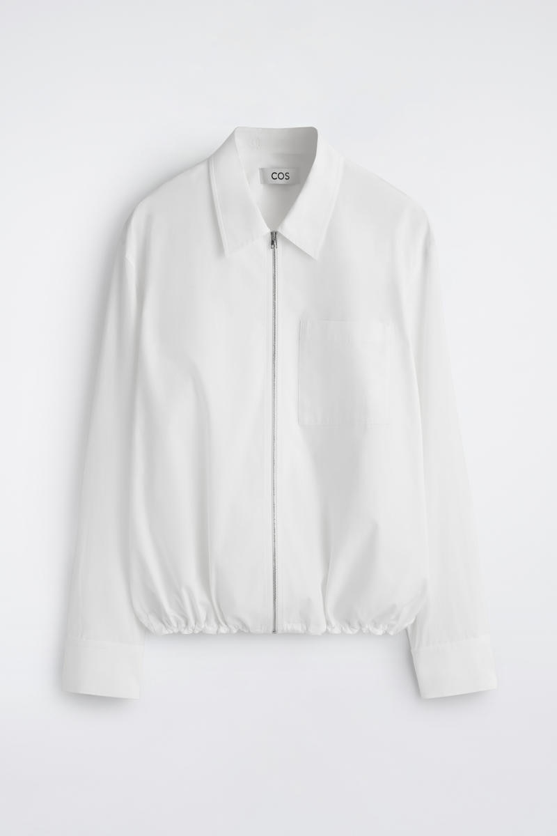 COS コットンポプリン ジップアップシャツ