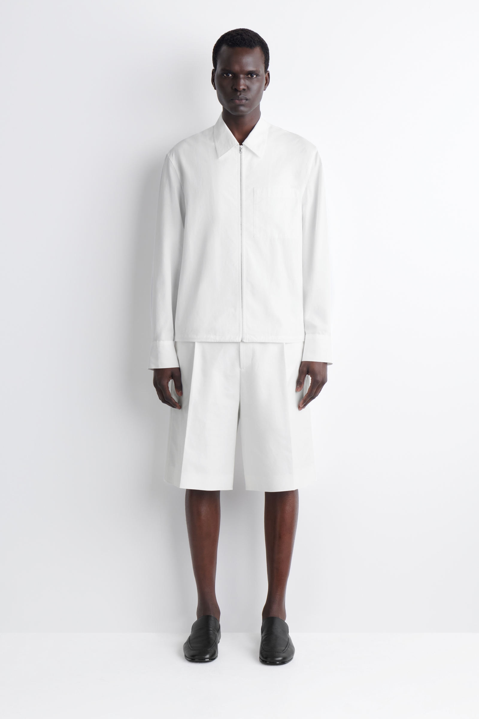 COTTON-POPLIN ZIP-UP SHIRT コットンポプリン ジップアップシャツ