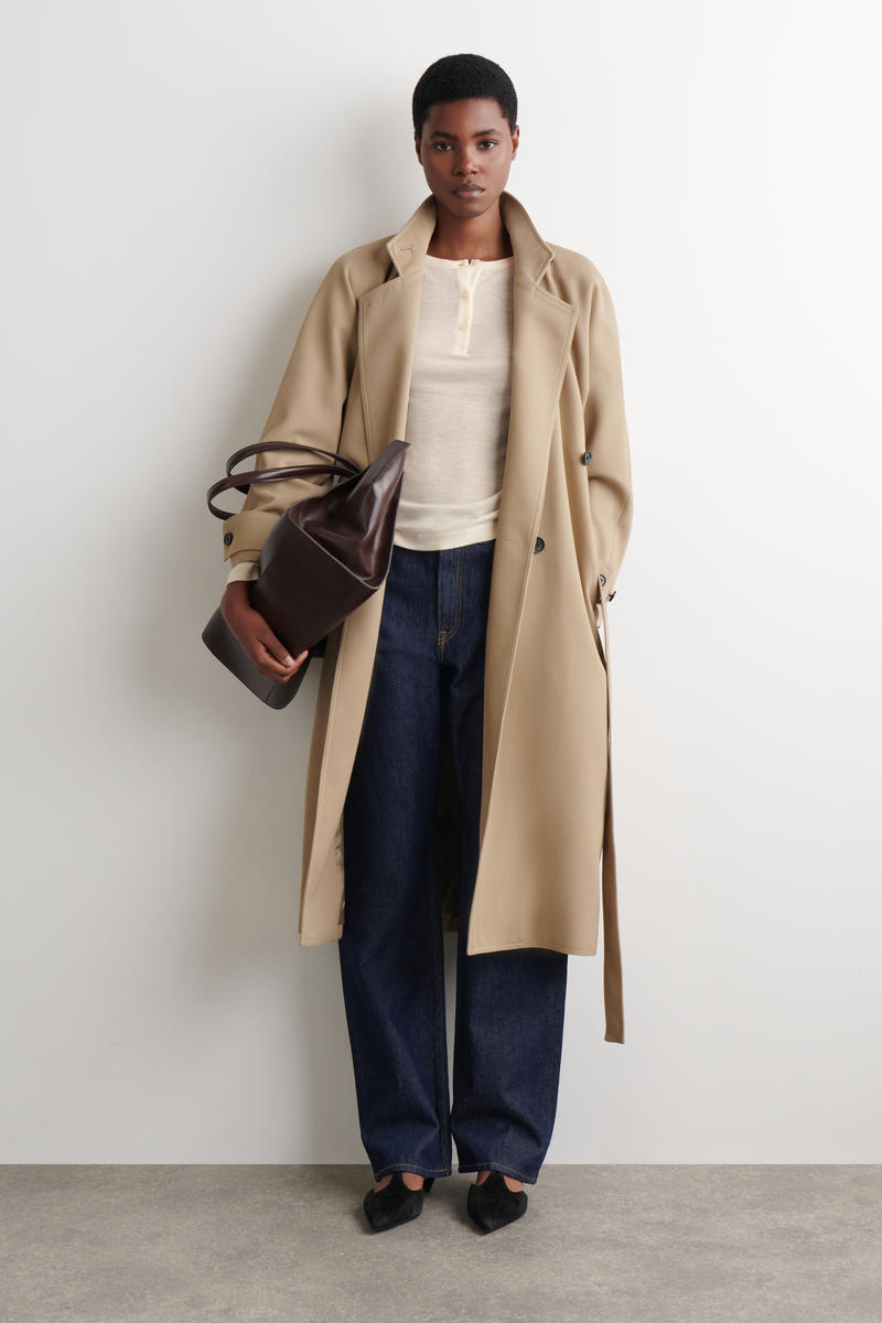 RIBBED WOOL HENLEY TOP メリノウール ヘンリートップ アイボリー｜COS