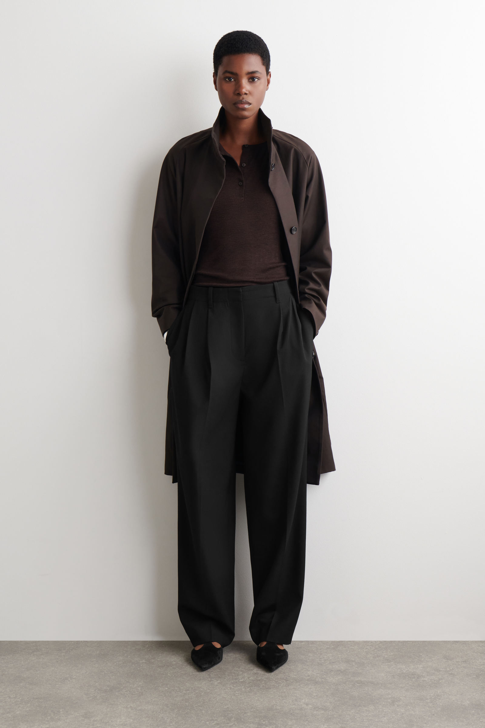 RIBBED WOOL HENLEY TOP メリノウール ヘンリートップ ブラウン