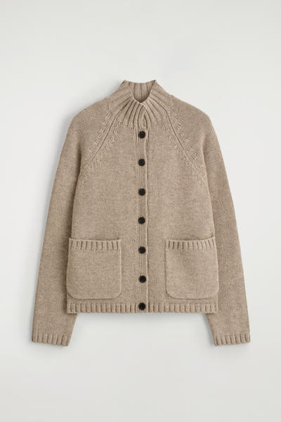 COS メリノウール ファンネルネック カーディガン