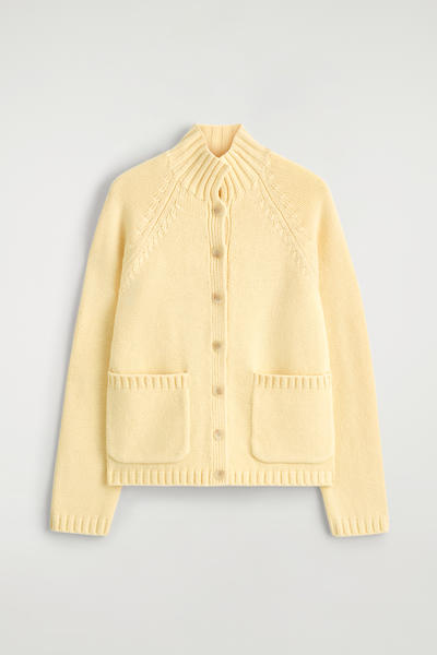 COS メリノウール ファンネルネック カーディガン