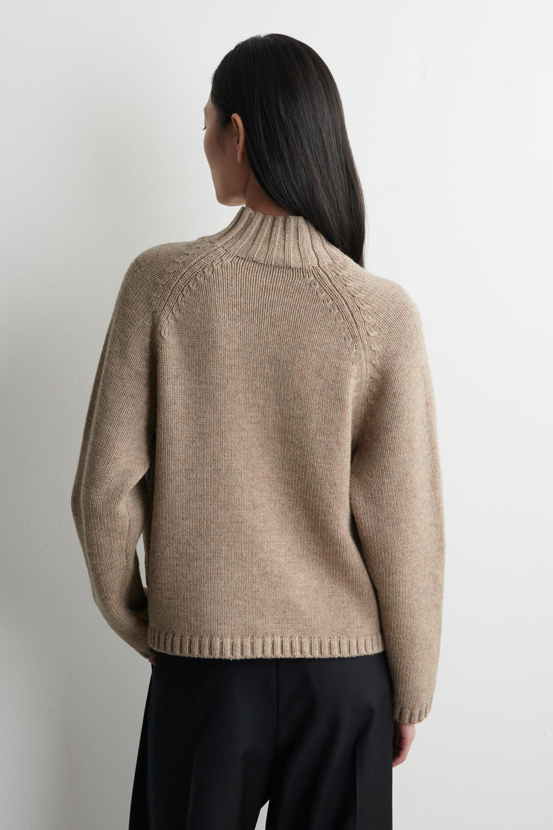 COS メリノウール ファンネルネック カーディガン