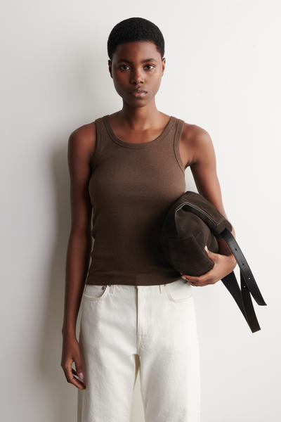 COS リブ編みコットンタンクトップ