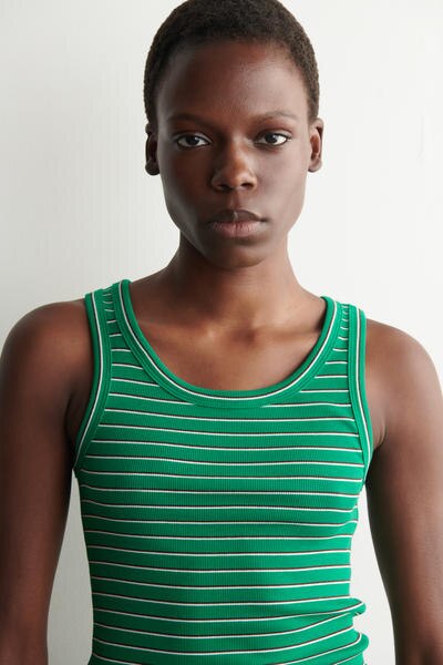 COS リブ編みコットンタンクトップ