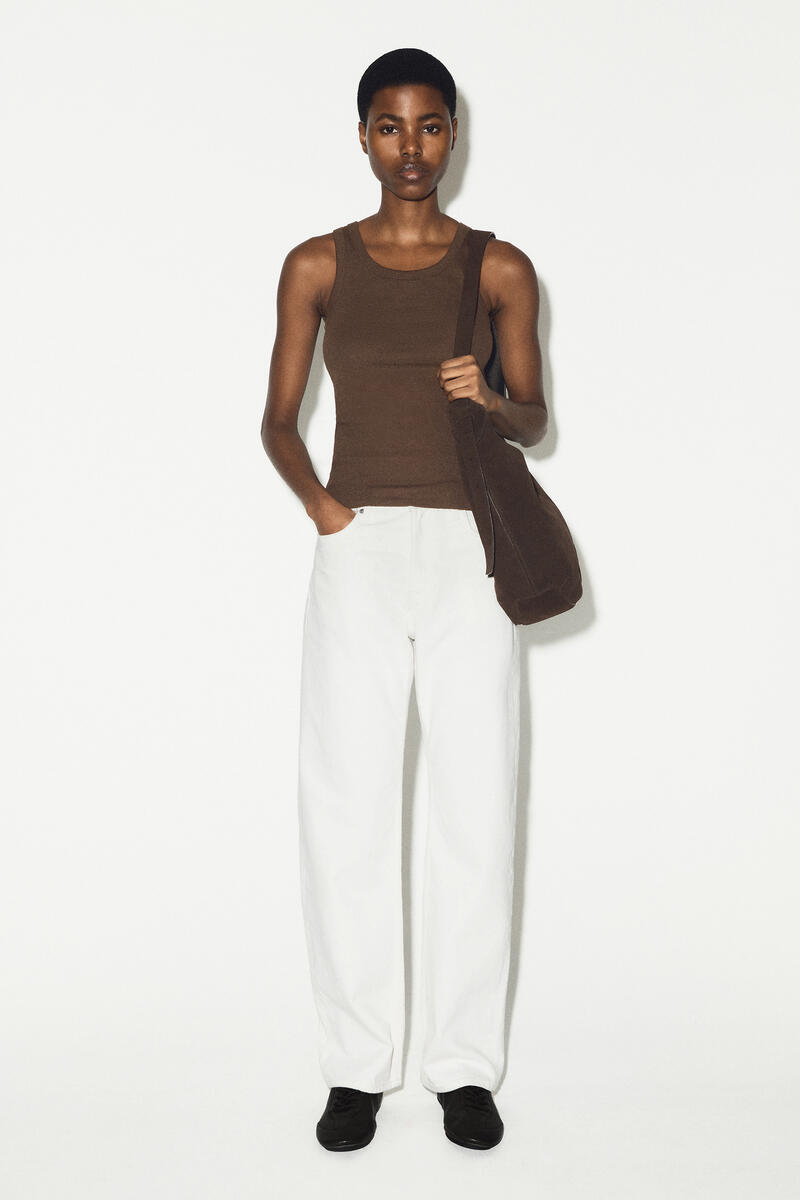 COS リブ編みコットンタンクトップ