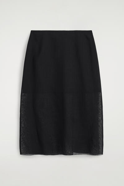 COS セミシアー レイヤードウール ミディスカート