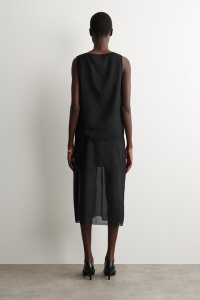 COS セミシアー レイヤードウール ミディスカート