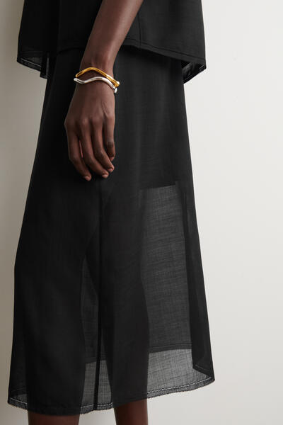 COS セミシアー レイヤードウール ミディスカート