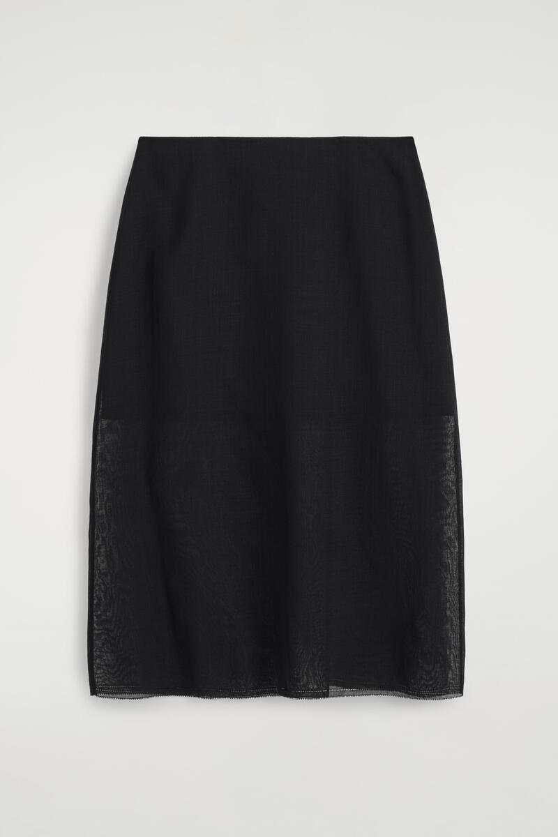 COS セミシアー レイヤードウール ミディスカート