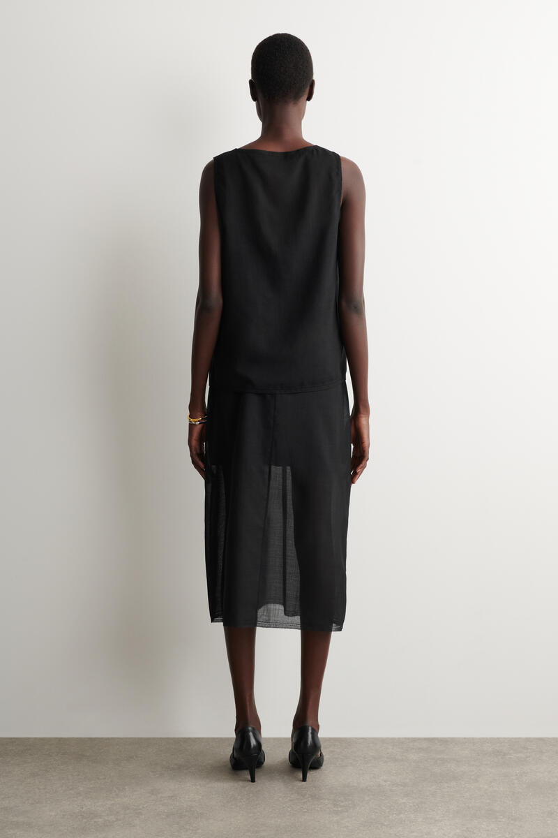 COS セミシアー レイヤードウール ミディスカート