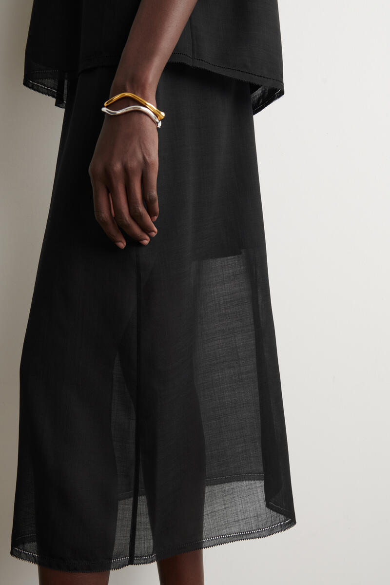 COS セミシアー レイヤードウール ミディスカート