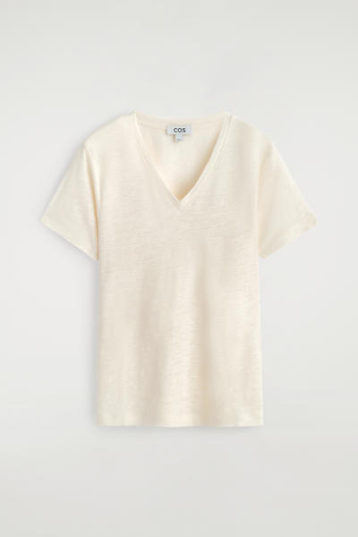 COS VネックリネンTシャツ