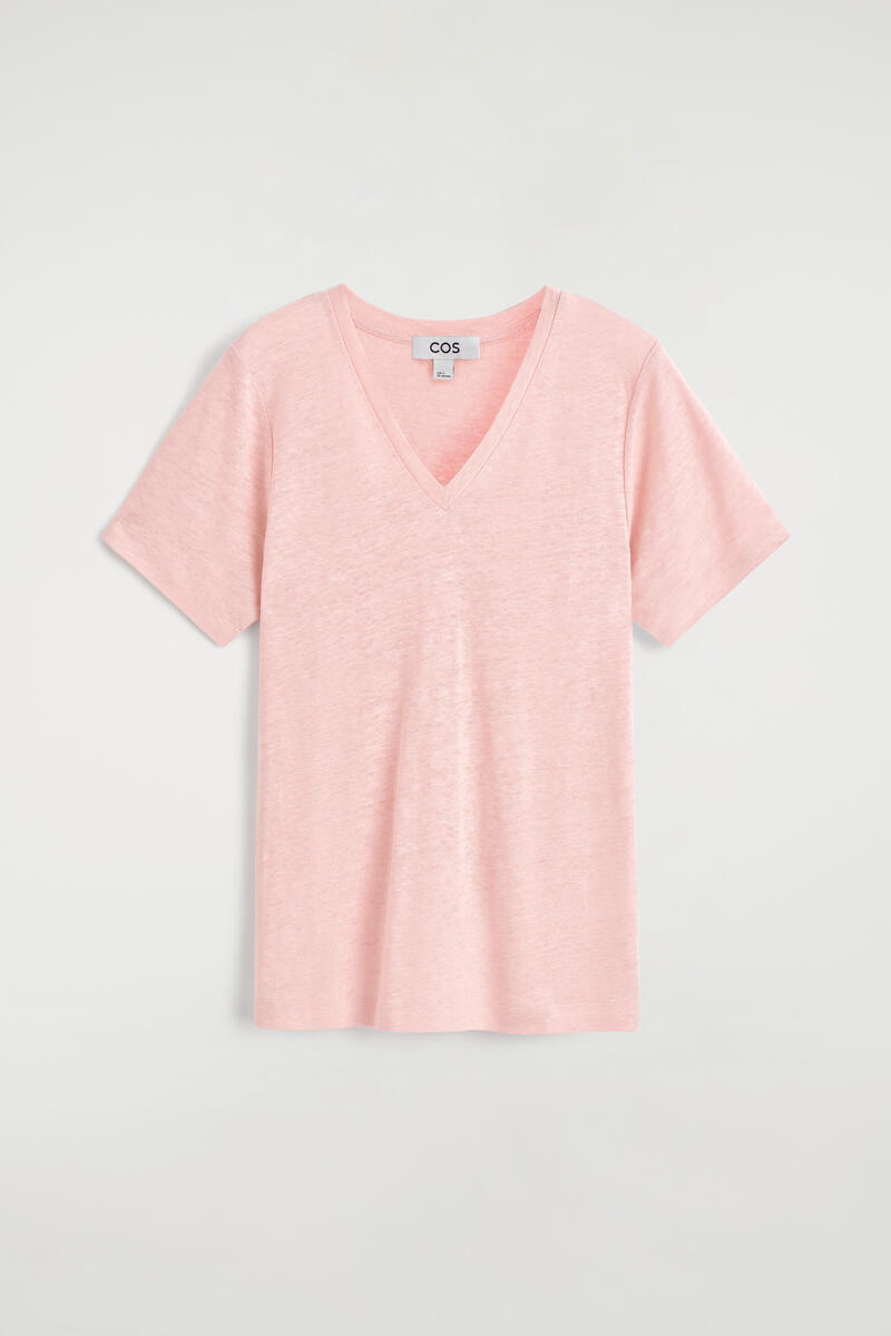 COS VネックリネンTシャツ