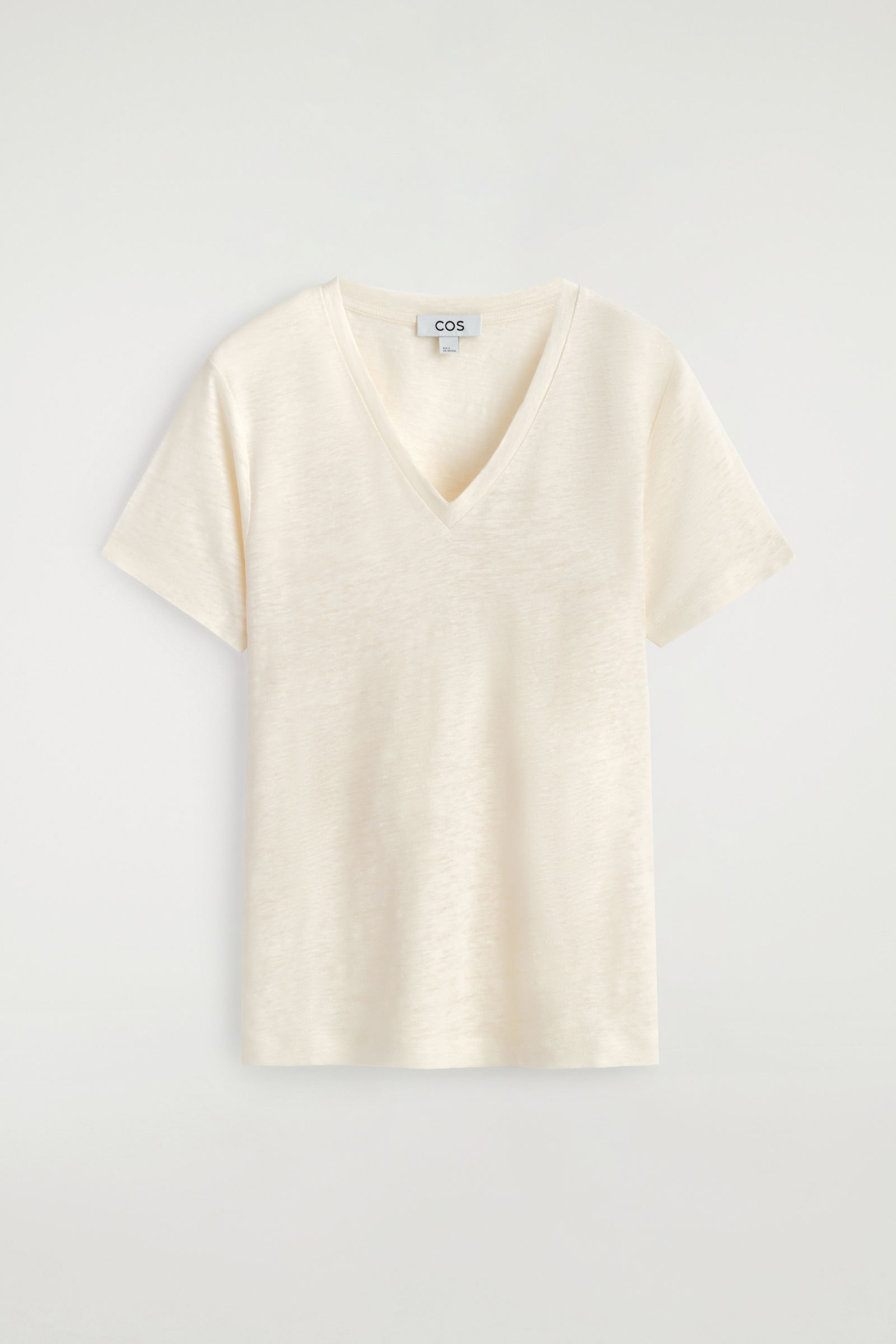 V-NECK LINEN T-SHIRT VネックリネンTシャツ アイボリー｜COS コス