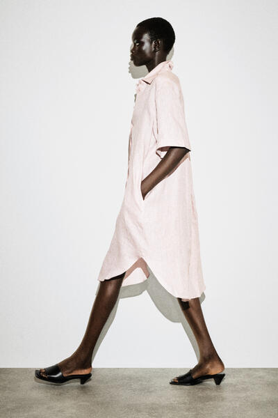 COS 半袖リネンシャツワンピース