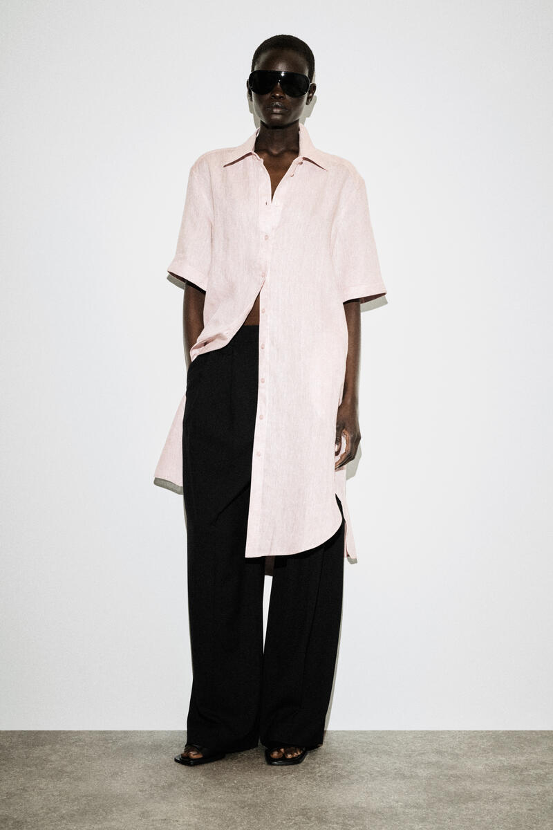 COS 半袖リネンシャツワンピース