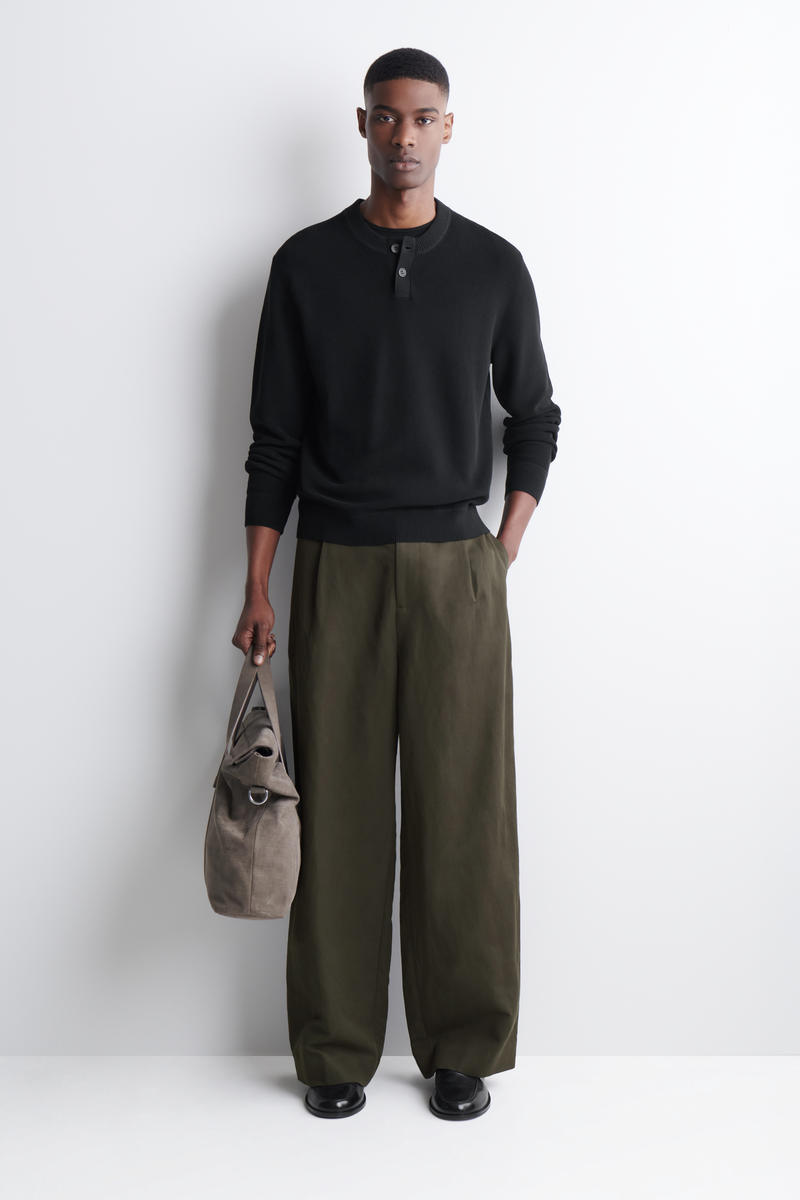 COS ニットコットン ヘンリートップス