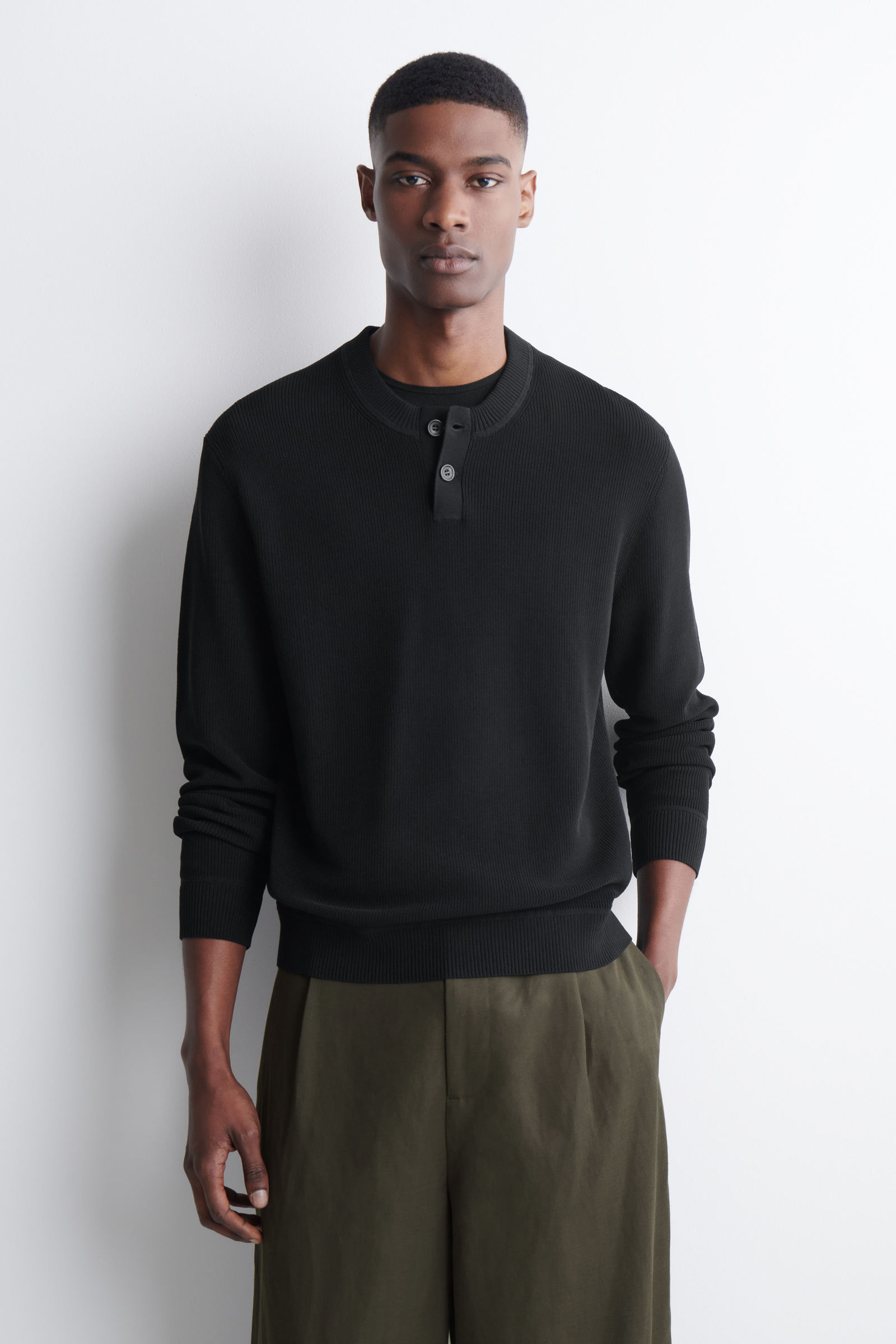 KNITTED COTTON HENLEY JUMPER ニットコットン ヘンリートップス