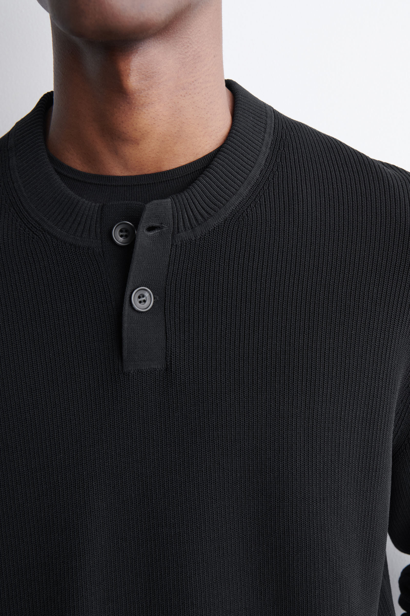 KNITTED COTTON HENLEY JUMPER ニットコットン ヘンリートップス 