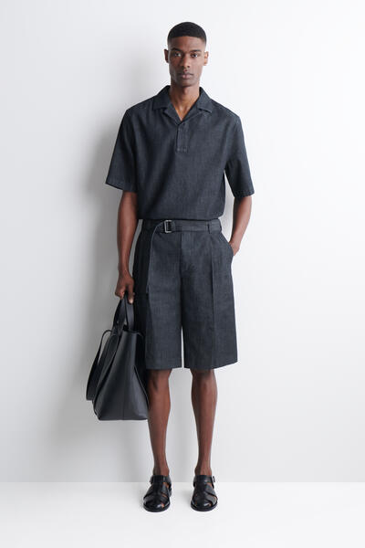 COS ベルト付き ワイドレッグ デニムショーツ