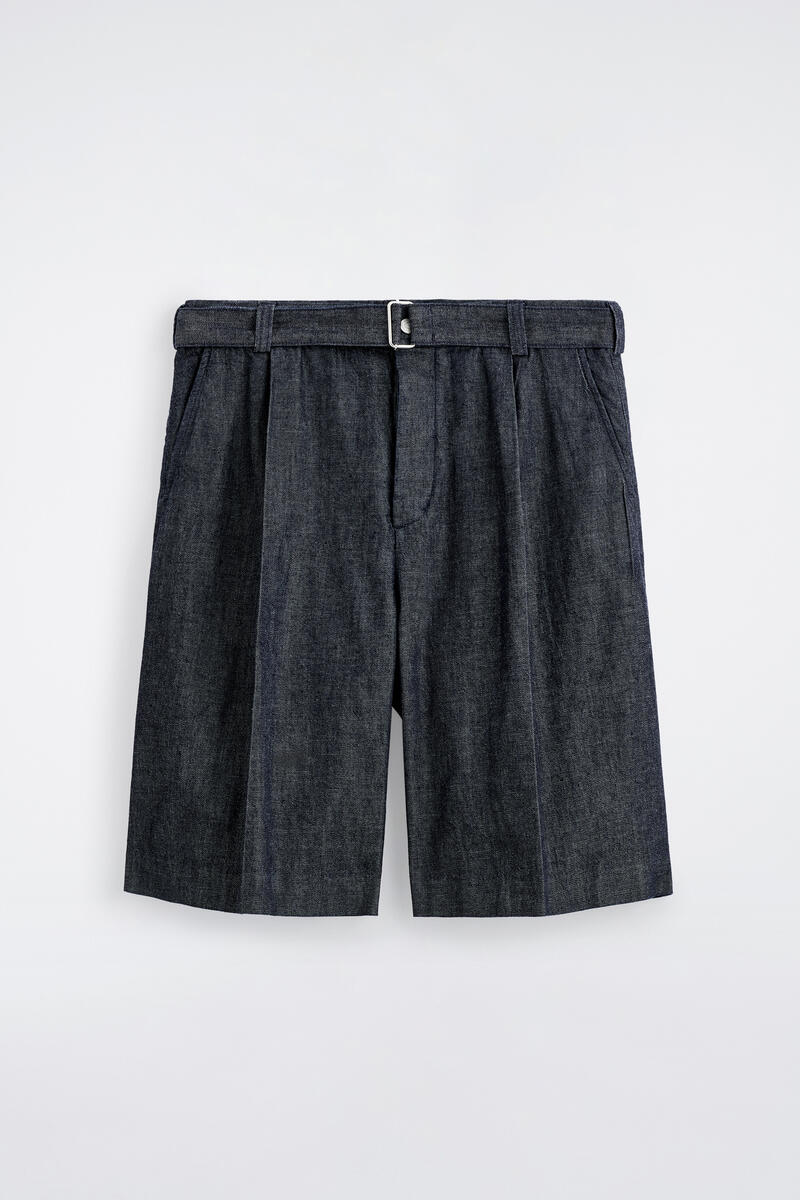 COS ベルト付き ワイドレッグ デニムショーツ