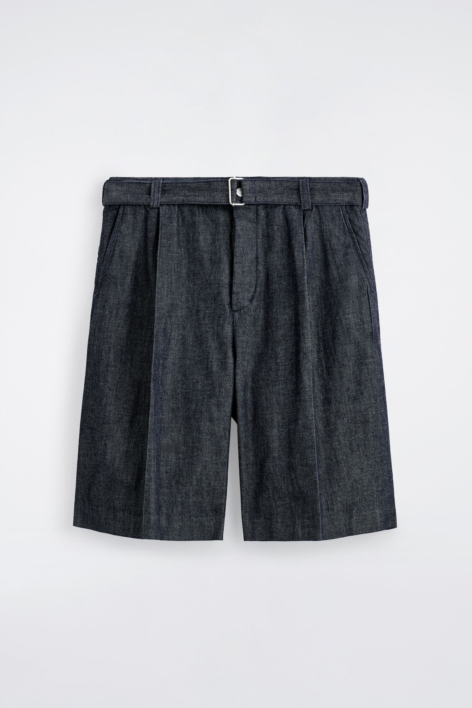 BELTED WIDE-LEG DENIM SHORTS ベルト付き ワイドレッグ デニム