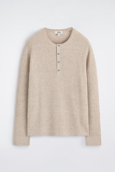COS カシミアリネンヘンリーネックTシャツ