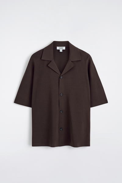 COS パンチング加工 半袖ニットシャツ