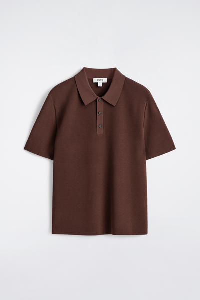 COS スリムリブブークレニットポロシャツ