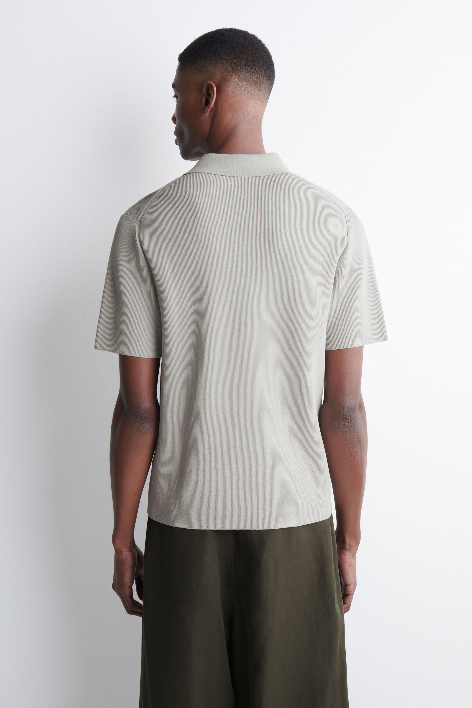 SLIM RIBBED BOUCLE-KNIT POLO SHIRT スリムリブブークレニット