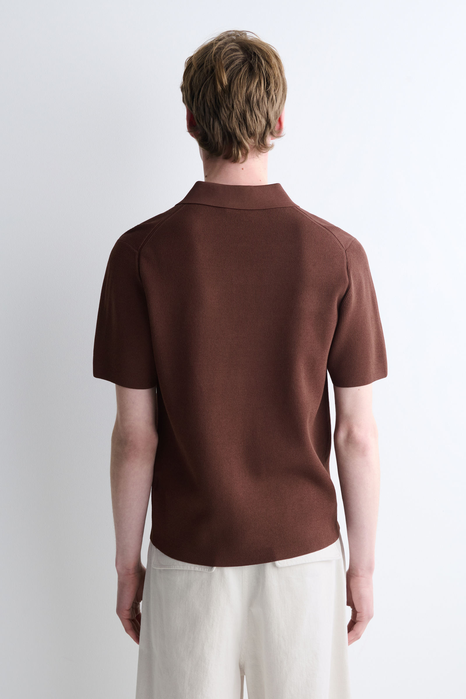 SLIM RIBBED BOUCLE-KNIT POLO SHIRT スリムリブブークレニット