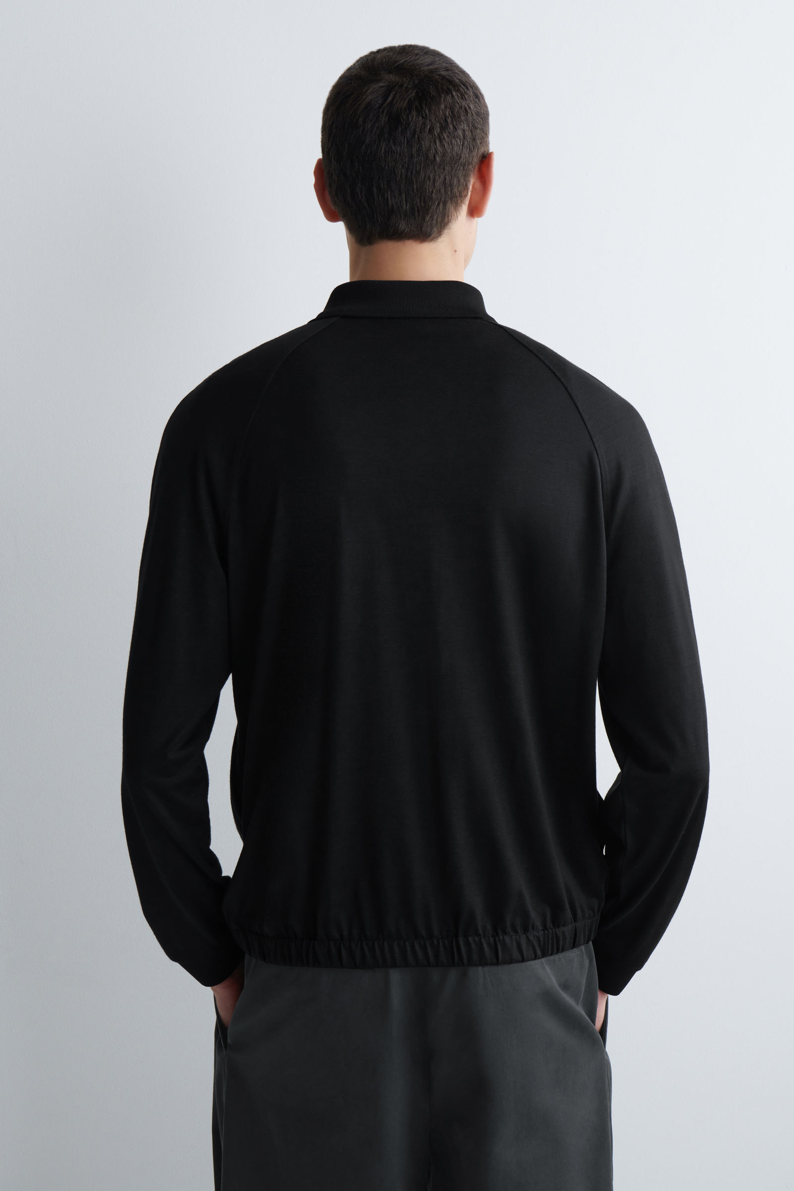 COS 完売ブラック ボンバージャケット M COTTON-JERSEY BOMBER JACKET コットンジャージ ボンバージャケット