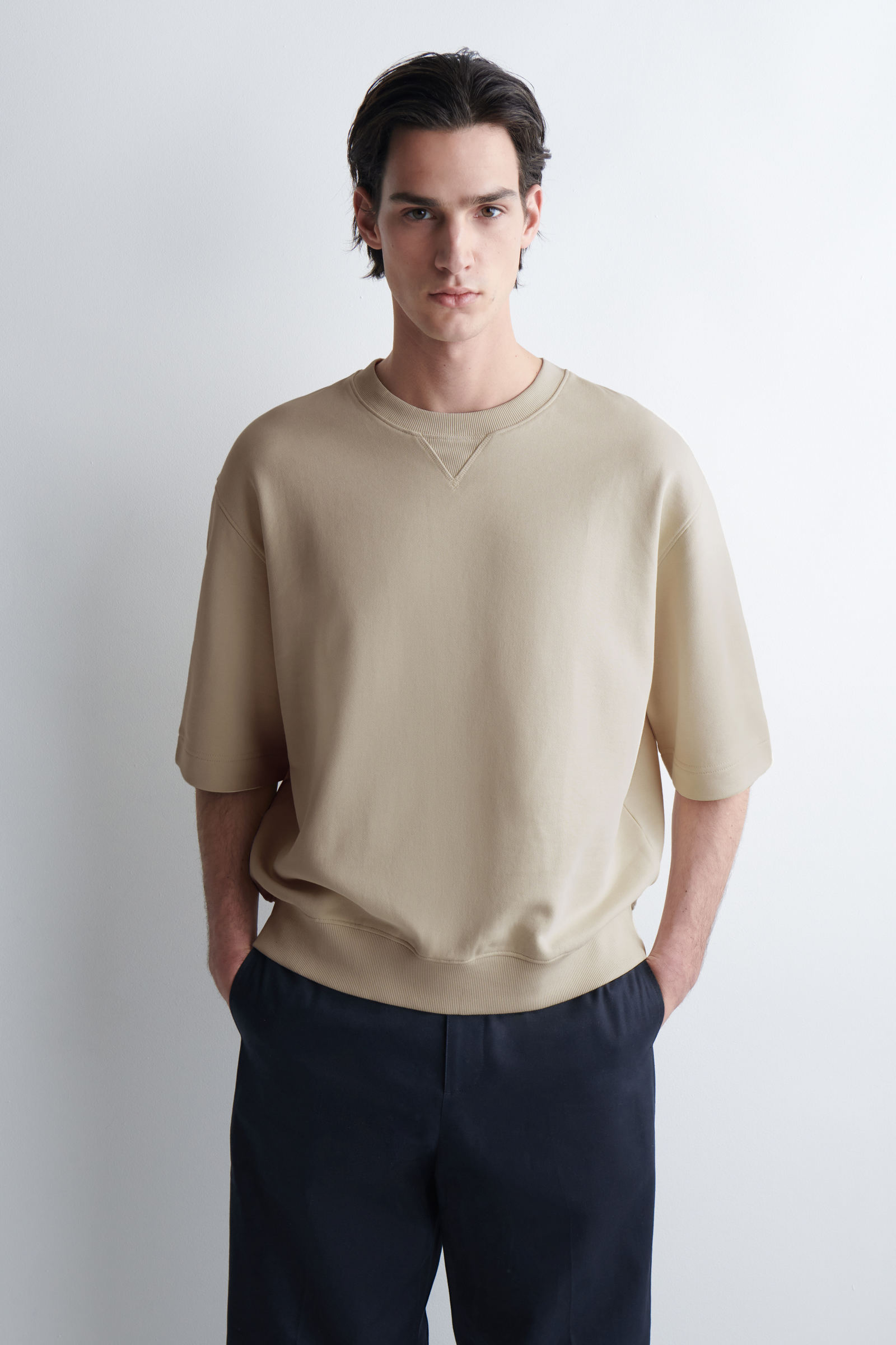 OVERSIZED SHORT-SLEEVED COTTON SWEATSHIRT オーバーサイズ 半袖 