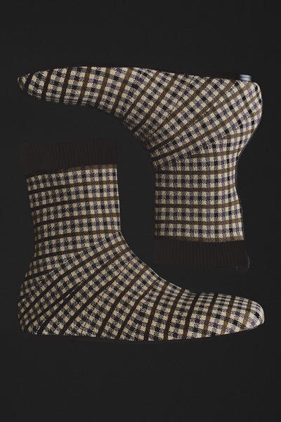 COS チェックニットソックスブーツ