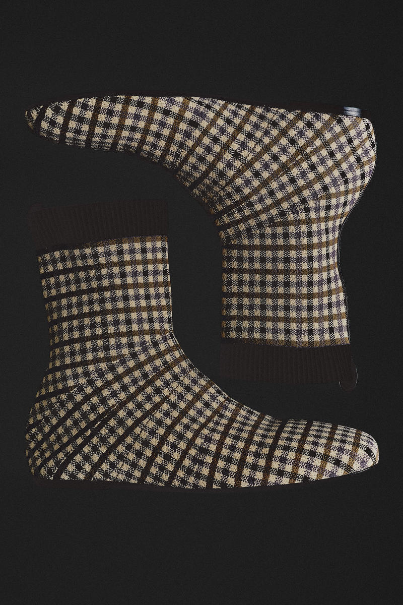 COS チェックニットソックスブーツ
