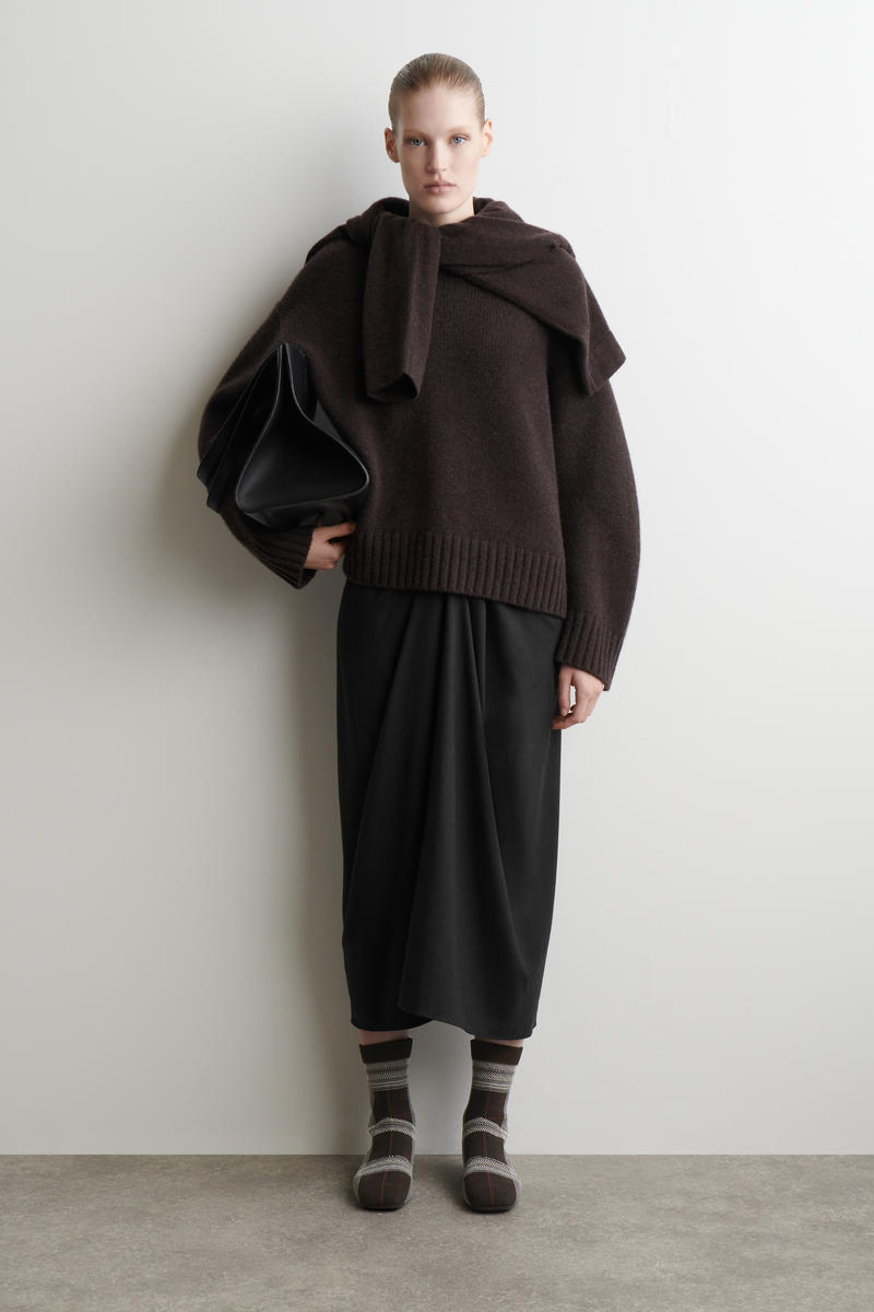 COS チェックニットソックスブーツ