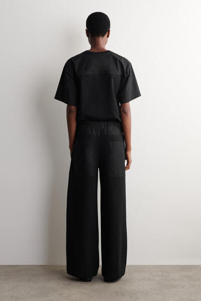 COS ポプリン切替 ジャージパンツ