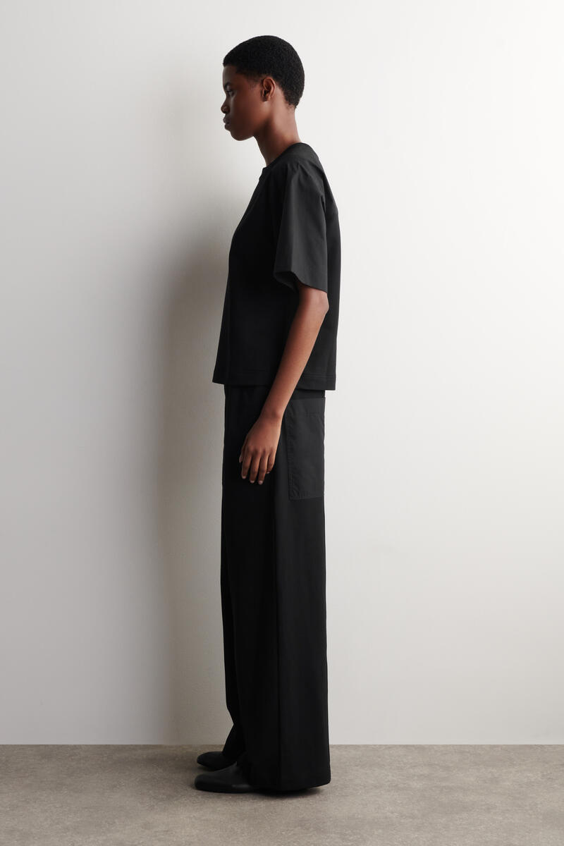 COS ポプリン切替 ジャージパンツ