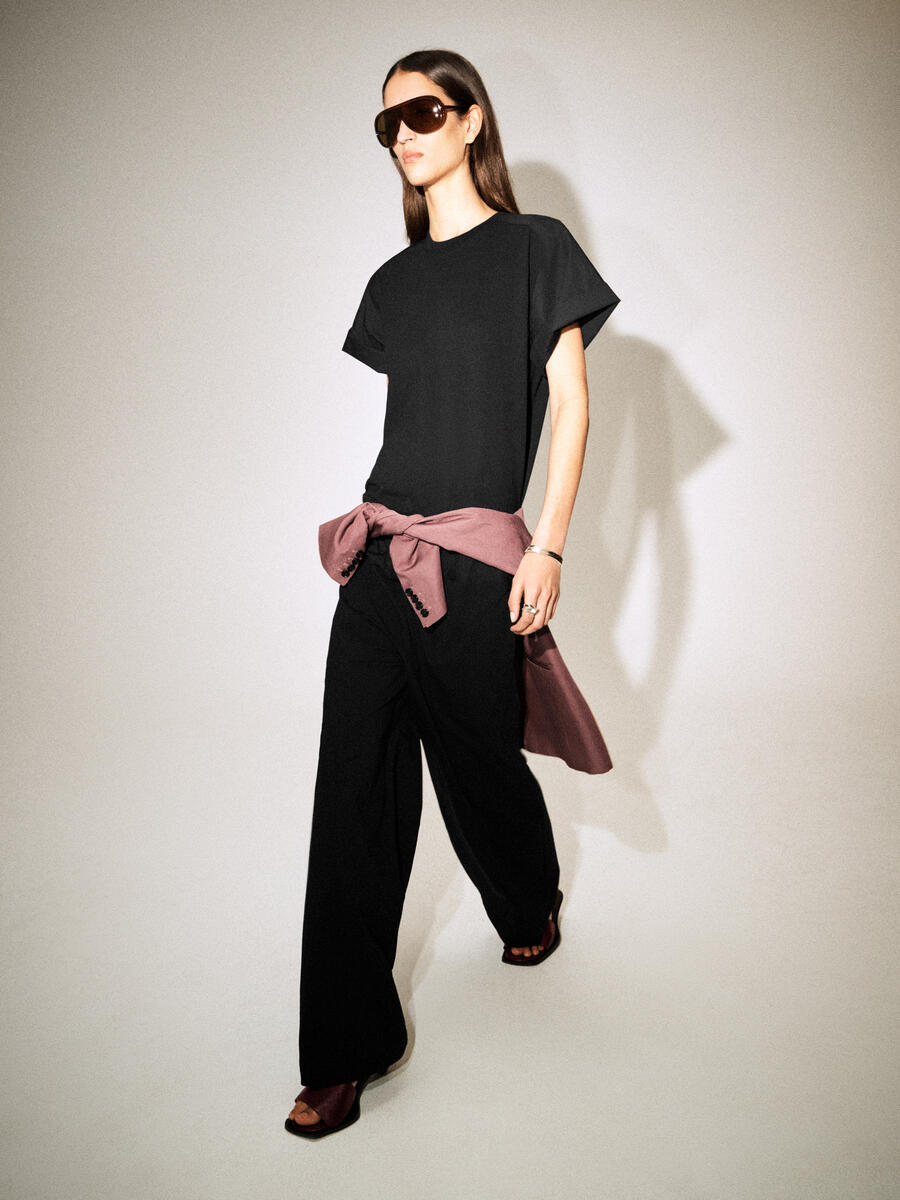 COS ポプリン切替 ジャージパンツ