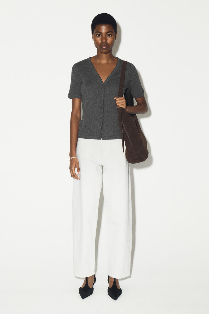 COS ポイントルニット半袖カーディガン